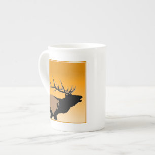 Bugling Bull Elk bij Sunset Original Wildlife Art Porselein Kop