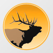 Bugling Bull Elk bij Sunset Original Wildlife Art Raamsticker (Vel)