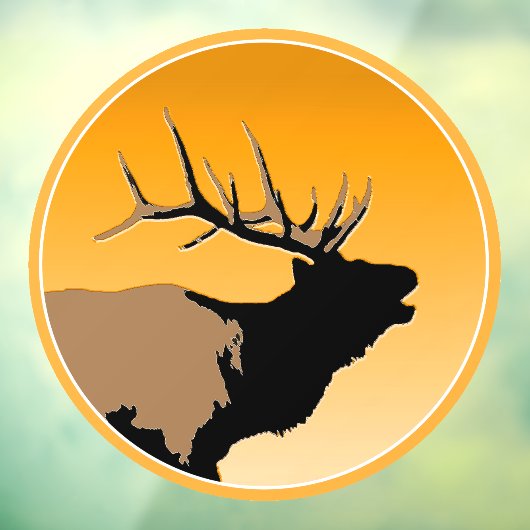 Bugling Bull Elk bij Sunset Original Wildlife Art Raamsticker (Vel 3)