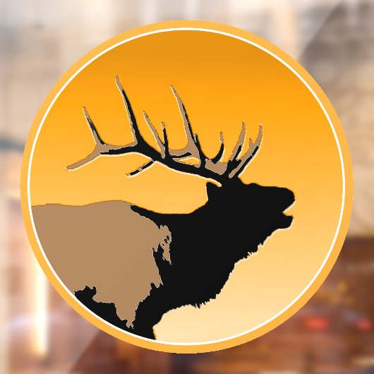 Bugling Bull Elk bij Sunset Original Wildlife Art Raamsticker (Vel 2)