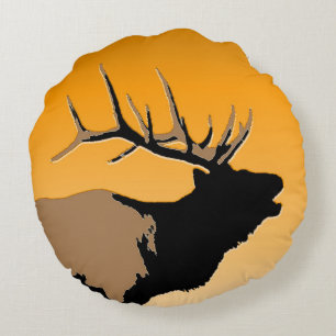 Bugling Bull Elk bij Sunset Original Wildlife Art Rond Kussen