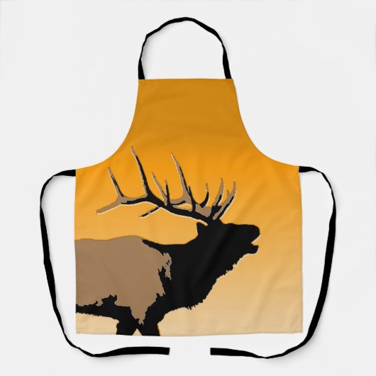 Bugling Bull Elk bij Sunset Original Wildlife Art Schort (Voorkant)