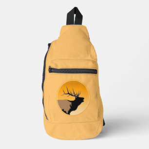 Bugling Bull Elk bij Sunset Original Wildlife Art Sling Bag