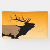 Bugling Bull Elk bij Sunset Original Wildlife Art Spandoek (Horizontaal)