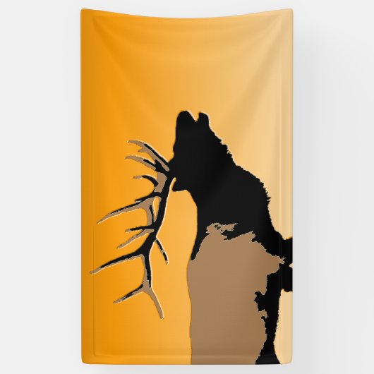 Bugling Bull Elk bij Sunset Original Wildlife Art Spandoek (Verticaal)