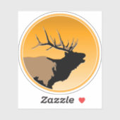 Bugling Bull Elk bij Sunset Original Wildlife Art Sticker (Vel)