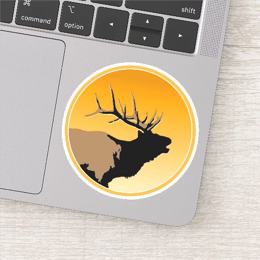 Bugling Bull Elk bij Sunset Original Wildlife Art Sticker (Detail)