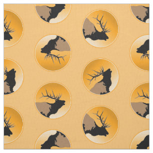 Bugling Bull Elk bij Sunset Original Wildlife Art Stof
