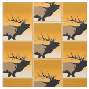 Bugling Bull Elk bij Sunset Original Wildlife Art Stof