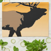 Bugling Bull Elk bij Sunset Original Wildlife Art Theedoek (Gevouwen)