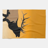 Bugling Bull Elk bij Sunset Original Wildlife Art Theedoek (Horizontaal)