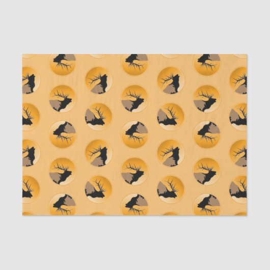 Bugling Bull Elk bij Sunset Original Wildlife Art Tissuepapier (Voorkant)