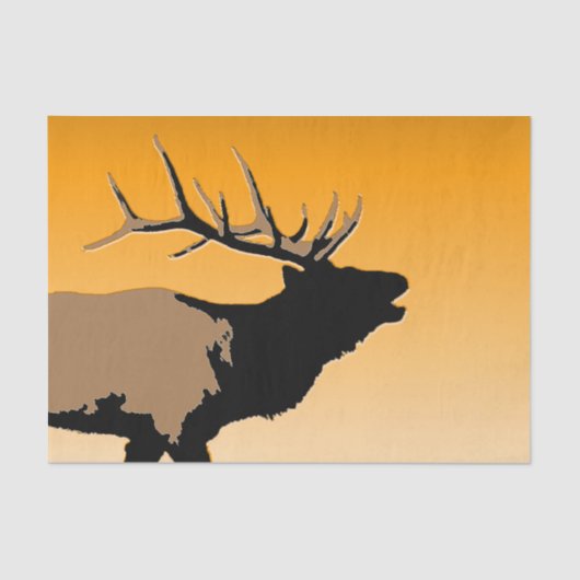 Bugling Bull Elk bij Sunset Original Wildlife Art Tissuepapier (Voorkant)