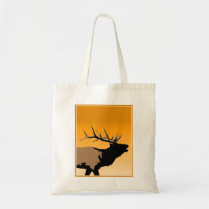 Bugling Bull Elk bij Sunset Original Wildlife Art Tote Bag