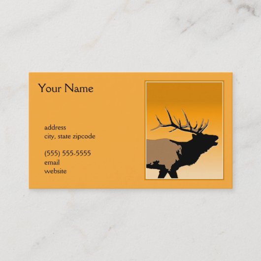 Bugling Bull Elk bij Sunset Original Wildlife Art Visitekaartje (Voorkant)