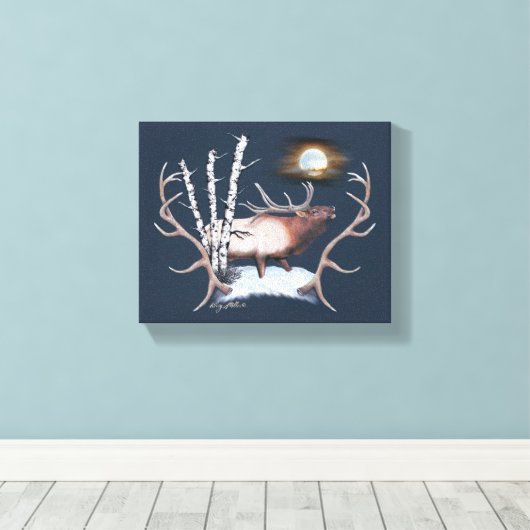 Bugling Bull Elk Canvas Afdruk (Insitu (Houten vloer))