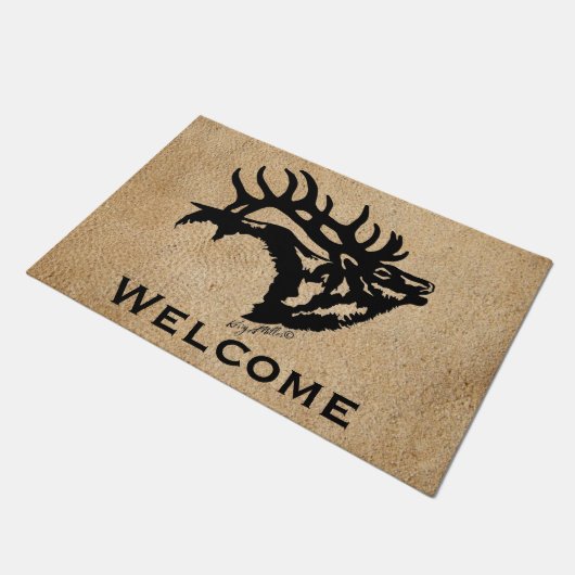 Bugling Bull Elk Deurmat (Schuin)