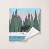 Bugling Bull Elk en Fish Bad Handdoek (Wasdoekje)