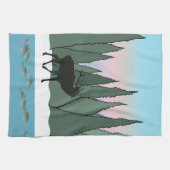 Bugling Bull Elk en Fish Kitchen Towel Theedoek (Horizontaal)