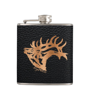 Bugling Bull Elk Flask Heupfles