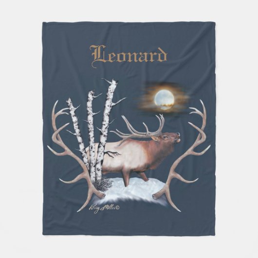 Bugling Bull Elk Fleece Deken (Voorkant)