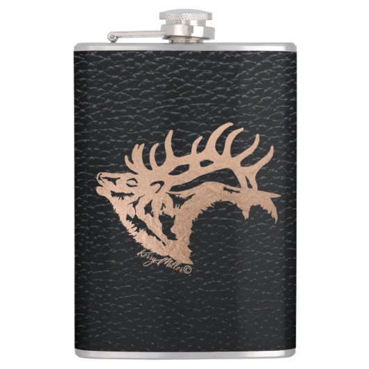 Bugling Bull Elk Heupfles (Voorkant)
