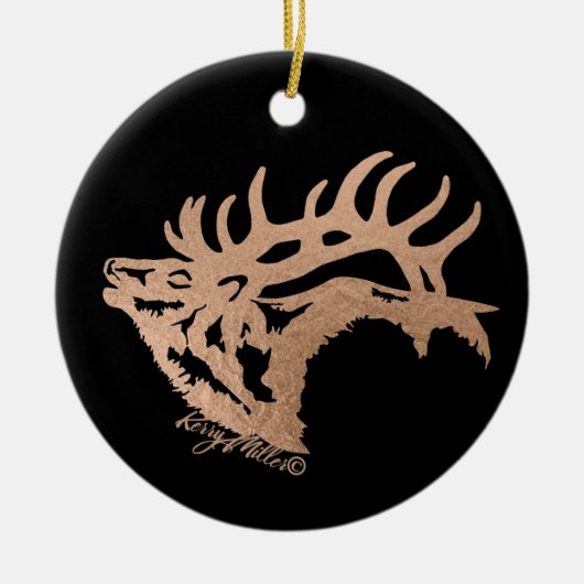 Bugling Bull Elk keramisch siermiddel Keramisch Ornament (Voorkant)