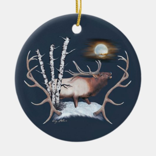 Bugling Bull Elk keramisch siermiddel Ornament (Voorkant)