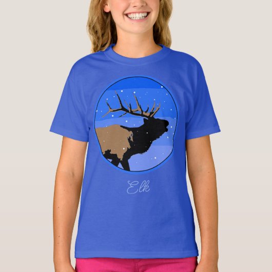 Bugling Elk in Winter - Original Wildlife Art T-S T-shirt (Voorkant)