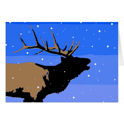 Bugling Elk in Winter - Originele Wilde Kunst (Voorkant Horizontaal)