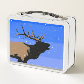 Bugling Elk in Winter - Originele Wilde Kunst (Achterkant)