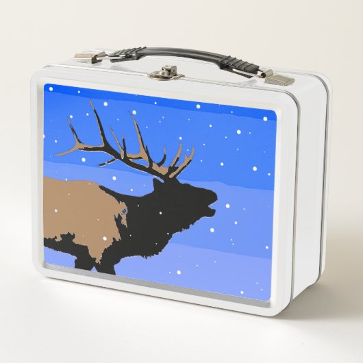 Bugling Elk in Winter - Originele Wilde Kunst (Voorkant)
