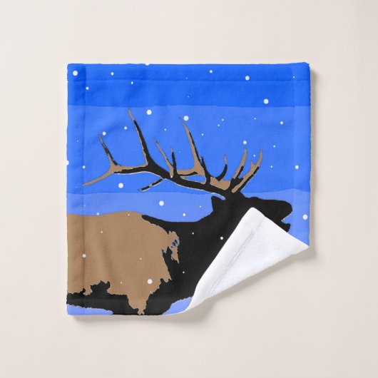 Bugling Elk in Winter - Originele Wilde Kunst Bad Handdoek (Wasdoekje)