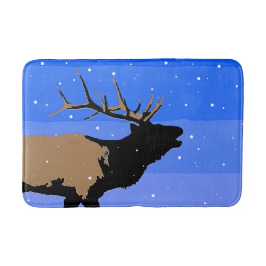 Bugling Elk in Winter - Originele Wilde Kunst Badmat (Voorkant)