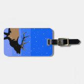 Bugling Elk in Winter - Originele Wilde Kunst Bagagelabel (Voorkant horizontaal)