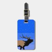 Bugling Elk in Winter - Originele Wilde Kunst Bagagelabel (Voorkant verticaal)