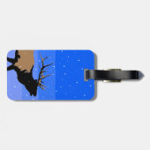 Bugling Elk in Winter - Originele Wilde Kunst Bagagelabel (Achterkant horizontaal)