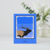 Bugling Elk in Winter - Originele Wilde Kunst Briefkaart (Staand voorkant)