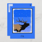 Bugling Elk in Winter - Originele Wilde Kunst Briefkaart (Voorkant / Achterkant)