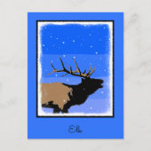 Bugling Elk in Winter - Originele Wilde Kunst Briefkaart (Voorkant)