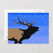 Bugling Elk in Winter - Originele Wilde Kunst Briefkaart (Voorkant / Achterkant)