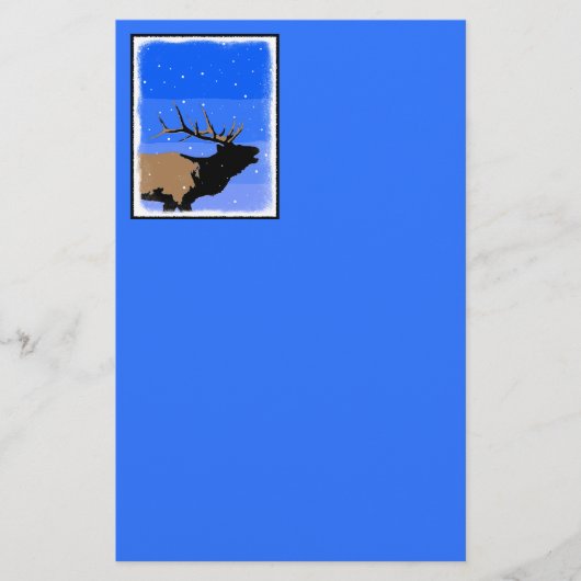 Bugling Elk in Winter - Originele Wilde Kunst Briefpapier (Voorkant)