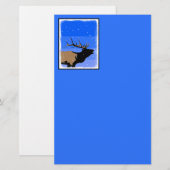 Bugling Elk in Winter - Originele Wilde Kunst Briefpapier (Voorkant / Achterkant)
