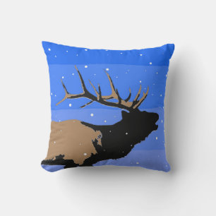 Bugling Elk in Winter - Originele Wilde Kunst Buitenkussen