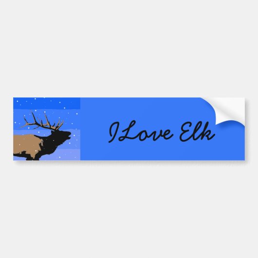 Bugling Elk in Winter - Originele Wilde Kunst Bumpersticker (Voorkant)