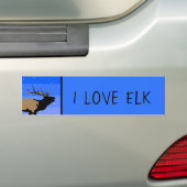 Bugling Elk in Winter - Originele Wilde Kunst Bumpersticker (Op auto)