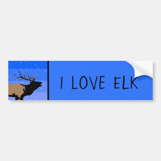 Bugling Elk in Winter - Originele Wilde Kunst Bumpersticker (Voorkant)