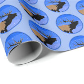 Bugling Elk in Winter - Originele Wilde Kunst Cadeaupapier (Rol Hoek)