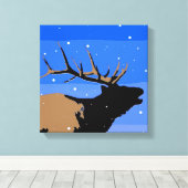 Bugling Elk in Winter - Originele Wilde Kunst Canvas Afdruk (Insitu (Houten vloer))