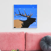 Bugling Elk in Winter - Originele Wilde Kunst Canvas Afdruk (Insitu (Woonkamer))